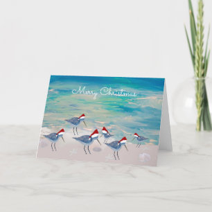 Sandpippers Christmas coastal Holiday greeting. Card