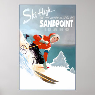 Sandpoint Idaho Travel Poster Selkirk Snow Ski