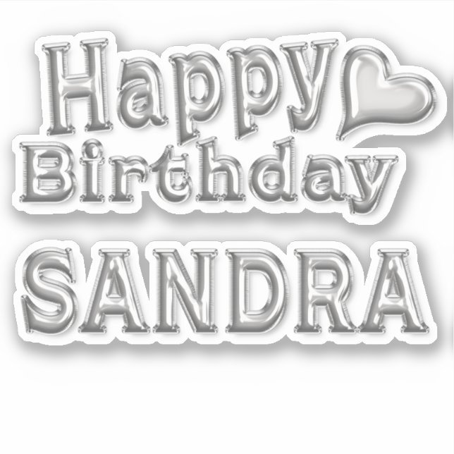 Sandra Happy Birthday silver Sticker (Front)