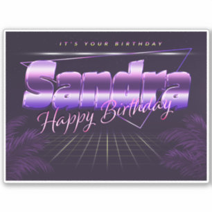 Sandra Name Vorname lila retro Sticker Geburtstag