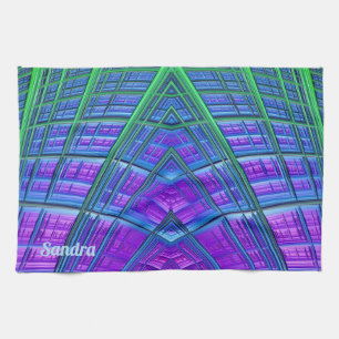 SANDRA ~ TeaTowelsPurple Green Blue Personalised Tea Towel