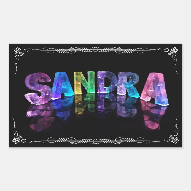 Sandra  - The Name Sandra in 3D Lights (Photograph Rectangular Sticker (Front)