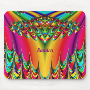 SANDRA ~ Zany Hot Yellow, Blue, Green and Pink  Mouse Pad