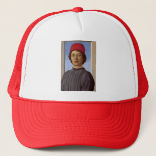 Sandro Botticelli- Portrait of a young man,red c Trucker Hat