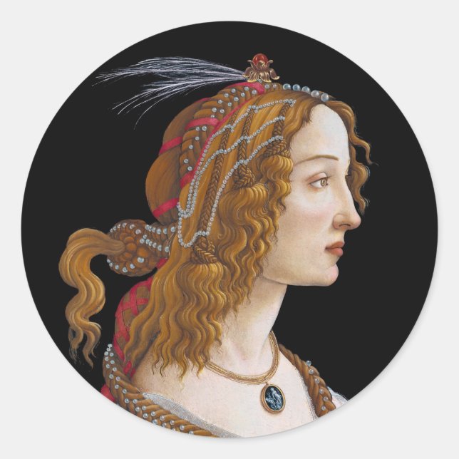 Sandro Botticelli - Portrait of Simonetta Vespucci Classic Round Sticker (Front)