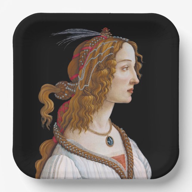 Sandro Botticelli - Portrait of Simonetta Vespucci Paper Plate (Front)