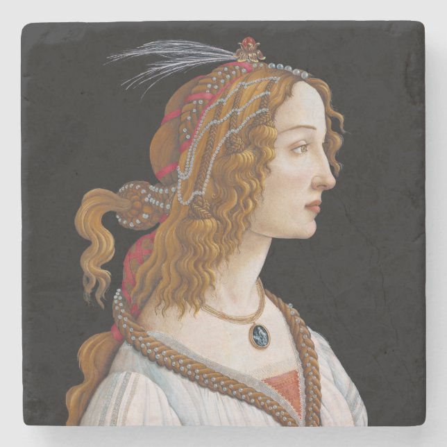 Sandro Botticelli - Portrait of Simonetta Vespucci Stone Coaster (Front)
