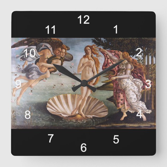 Sandro Botticelli , “ The Birth of Venus ” スクエア壁時計 Square Wall Clock (Front)