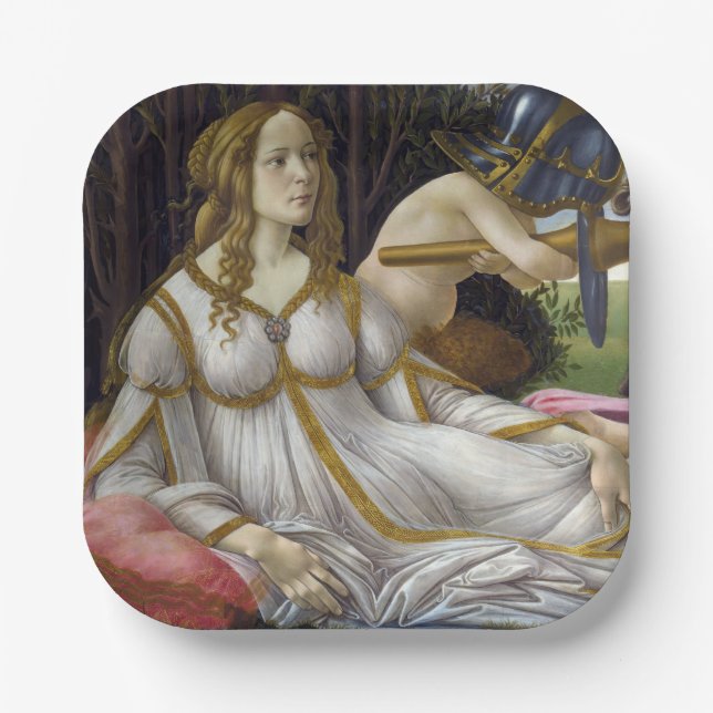 Sandro Botticelli - Venus and Mars, left side  Paper Plate (Front)