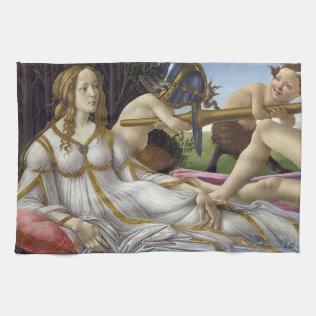 Sandro Botticelli - Venus and Mars, left side Tea Towel (Horizontal)