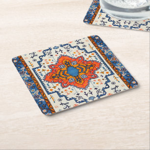 Sands of Time: Heritage Boho Moroccan Art Square Paper Coaster