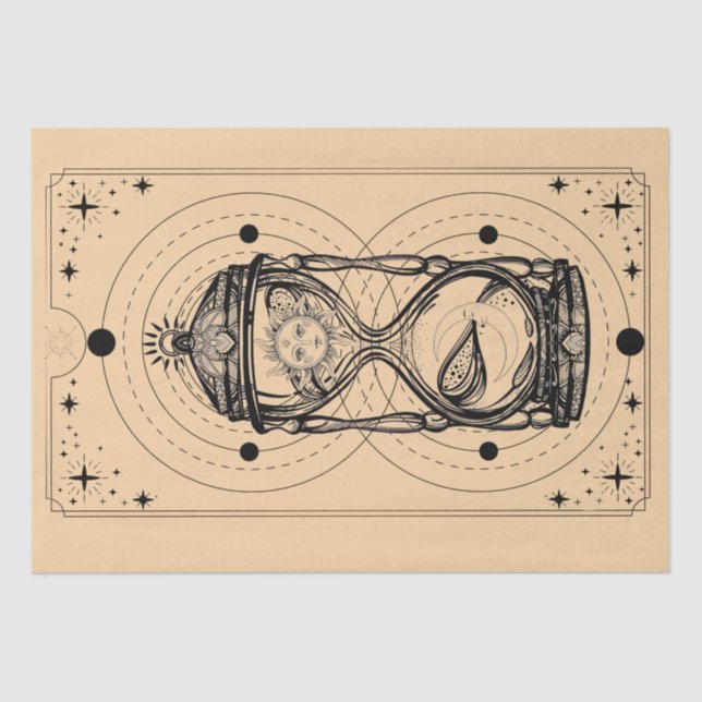 Sands of time sun moon hourglass tarot card craft tissue paper (Front)