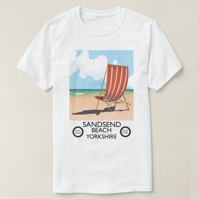 Sandsend Beach yorkshire Beach poster T-Shirt (Design Front)