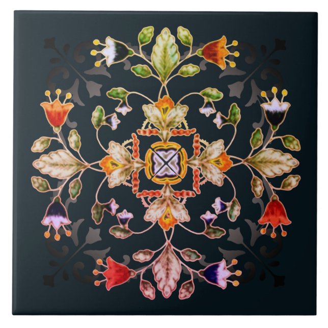 Sandstone Bar Coaster - Fiori Dark (Front)