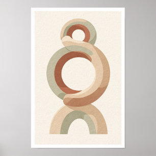 Sandstone Circles Sage Terracotta Abstract Poster