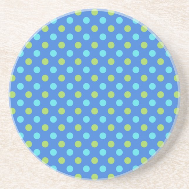 Sandstone Coaster: Blue Moons Polka Dots Pattern Coaster (Front)