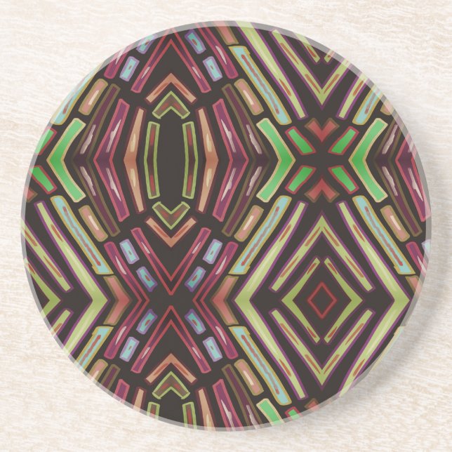 Sandstone Coaster Colourful Jewels Pattern (Front)