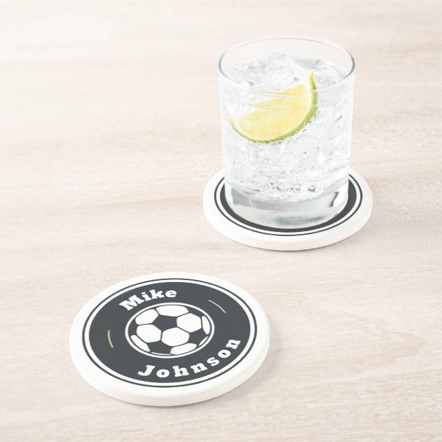 Sandstone Coaster -  Custom Soccer (add name) (Side)