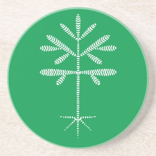 Sandstone Coaster in Green with a White Sapling