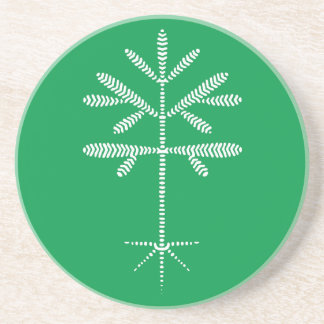 Sandstone Coaster in Green with a White Sapling