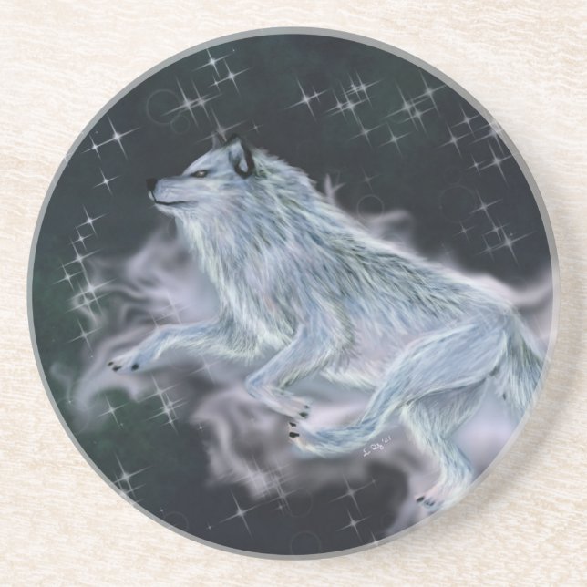 Sandstone Coaster - Spirit Wolf (Front)