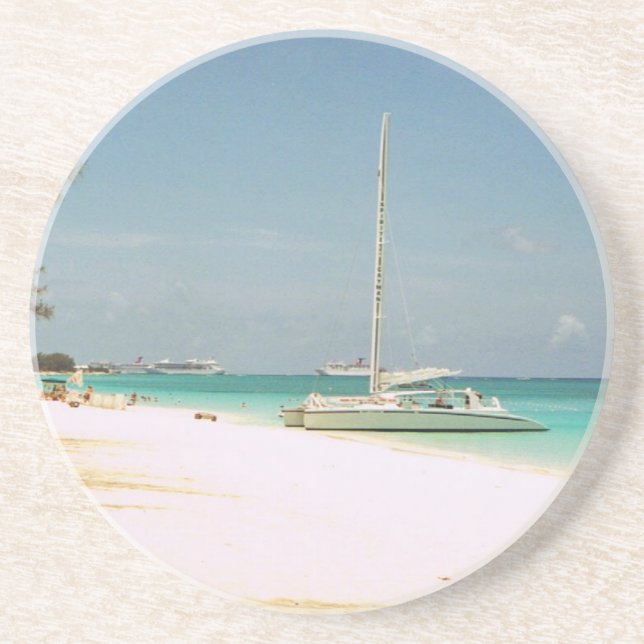 Sandstone Coaster with Cayman Island Scene (Front)
