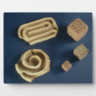 Sandstone dice and terracotta maze game, Harappa, Plaque