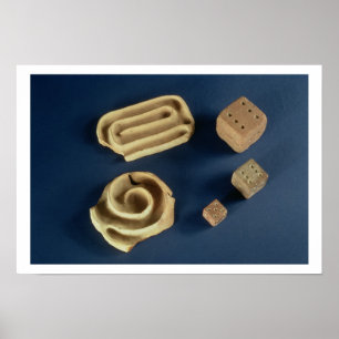 Sandstone dice and terracotta maze game, Harappa, Poster