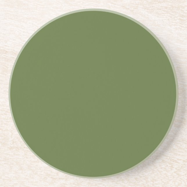 Sandstone Drinks Coaster - Dark Olive Green (Front)