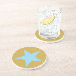 Sandstone  Gold with BlueStar Drink Coaster