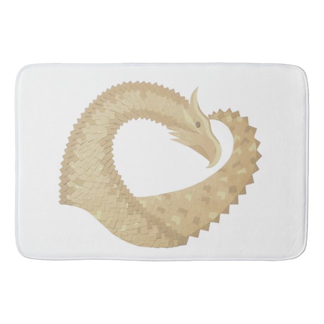 Sandstone heart dragon on white bath mat (Front)