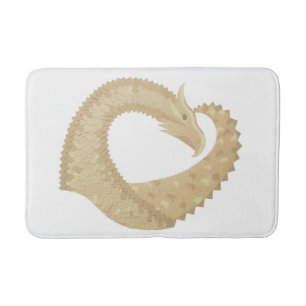 Sandstone heart dragon on white bath mat