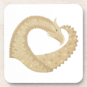 Sandstone heart dragon on white coaster