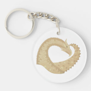 Sandstone heart dragon on white key ring