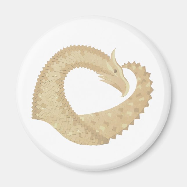 Sandstone heart dragon on white magnet (Front)