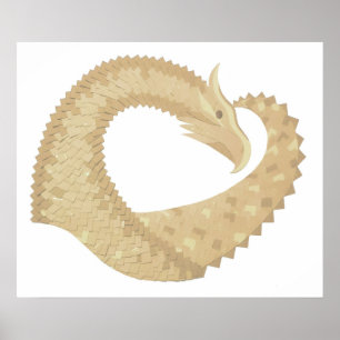 Sandstone heart dragon on white poster
