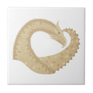 Sandstone heart dragon on white tile