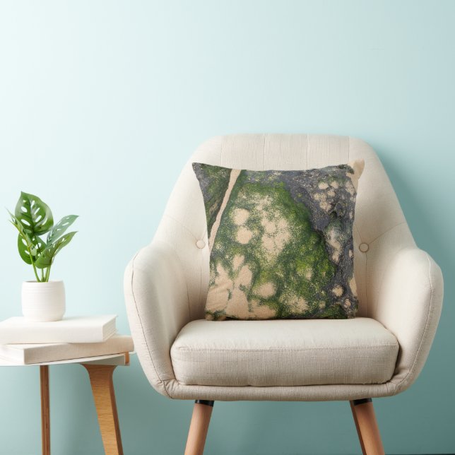 Sandstone Rock Formation with Emerald Green Moss Cushion (Chair)