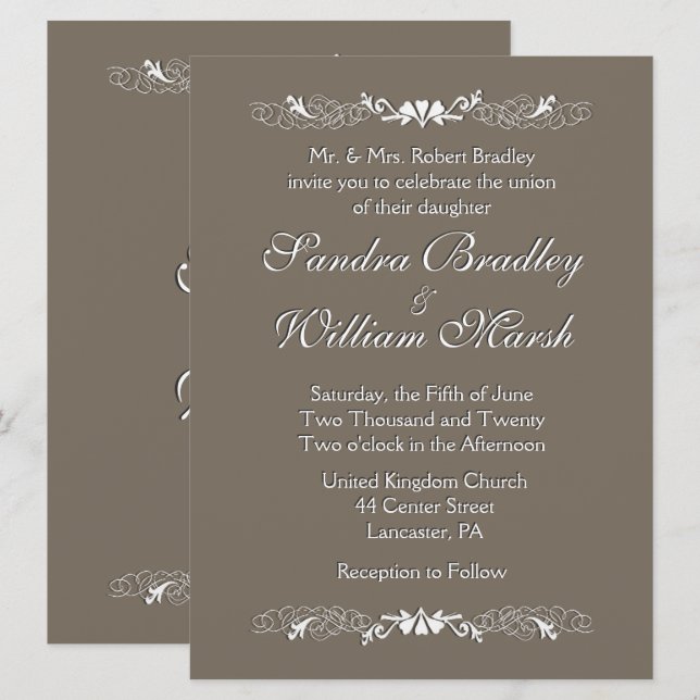Sandstone  Wedding Invitation (Front/Back)