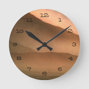Sandstorm at Mesquite Sand Dunes, Sunset Round Clock