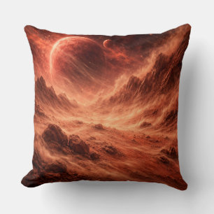Sandstorm on Orange Planet Cushion