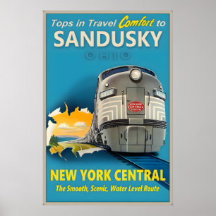 Sandusky Ohio New York Central Railroad Tops in Poster