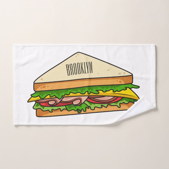 Sandwich cartoon illustration bath towel set (Hand Towel)