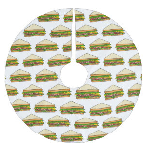 Sandwich cartoon illustration  brushed polyester tree skirt