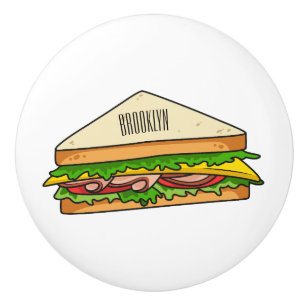 Sandwich cartoon illustration ceramic knob