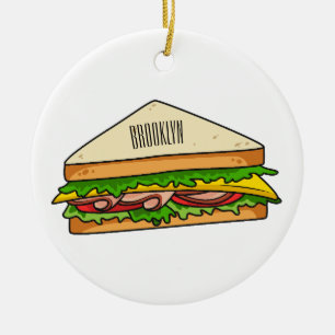 Sandwich cartoon illustration ceramic tree decoration