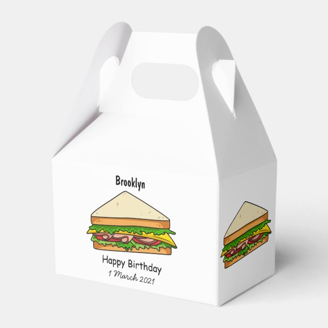 Sandwich cartoon illustration favour box (Front Side)