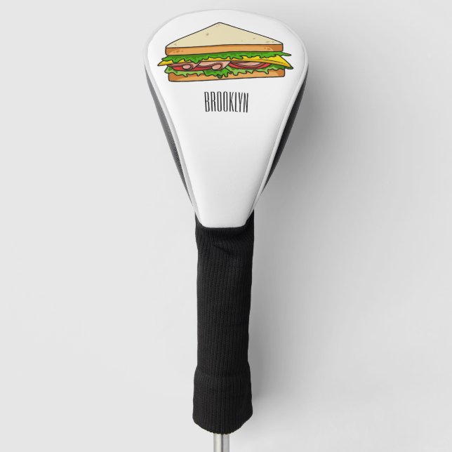 Sandwich cartoon illustration golf head cover (Front)