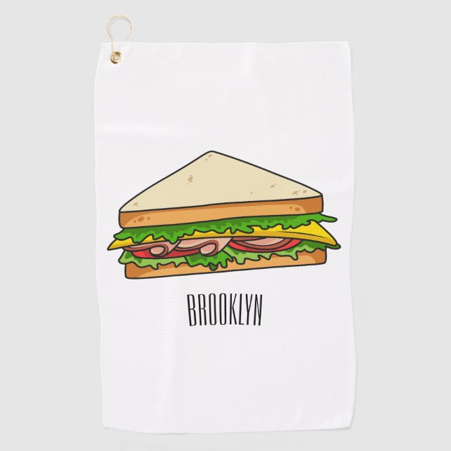 Sandwich cartoon illustration  golf towel (Front)