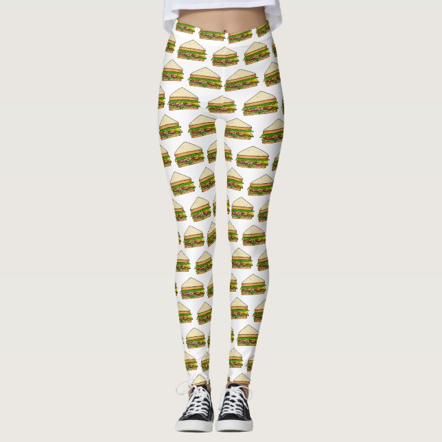 Sandwich cartoon illustration leggings (Front)